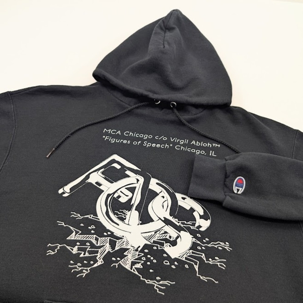 Off White Virgil Abloh Figures of Speech Champion Hoodie Mens‎ Medium Black